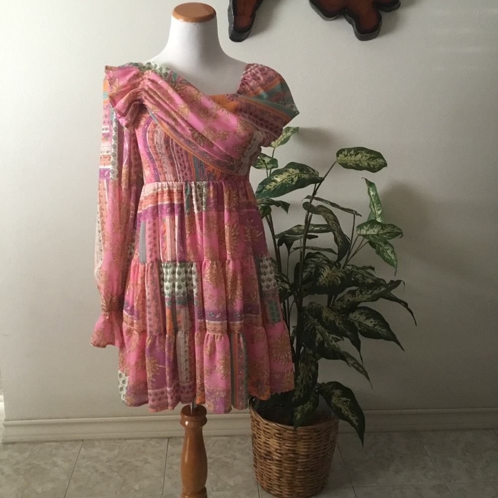 🌹Host Pick🌹 Flying Tomato Pink and Multicolor Boho Dress - Picture 3 of 7